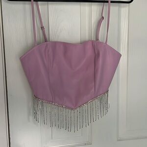 Concert pink top with fringe size medium
